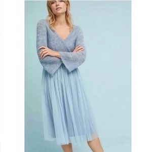Maeve Anthropologie Pale Blue Tulle Sweater Dress